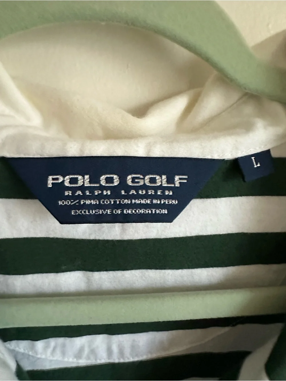 Ralph Lauren Green & White Striped Polo - us open merion golf official staff